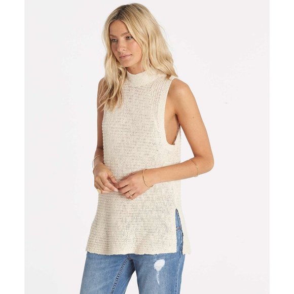 Billabong Tops - Billabong beige Sleeveless Sweater, Mock Neck
